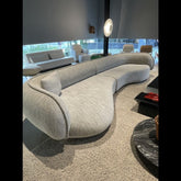 Trueliving Modern dark Six Seater Sofa Linen Finish (H 36" x W 80" x D 34")+(H 33" x W 60" x D 35")+(H 30'' x W 31'' x D 30'')